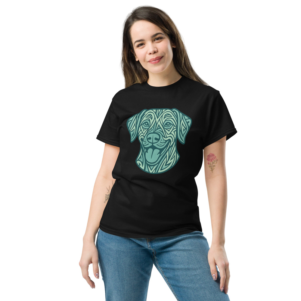 Rhodesian Ridgeback in tribal pattern with pastel greens and blues - Image 9