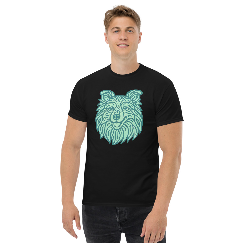 Shetland Sheepdog in tribal pattern with pastel greens and blues - Image 9