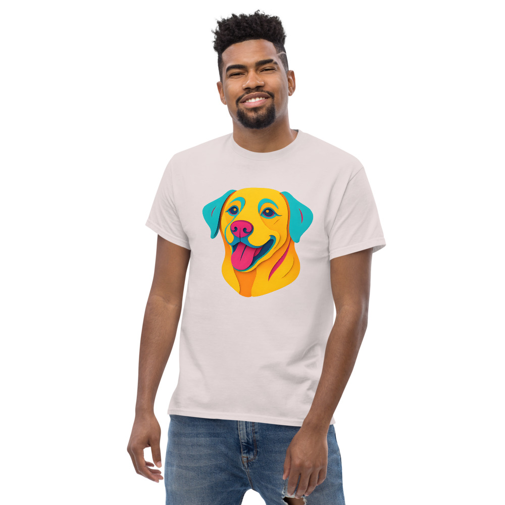 Labrador Retriever in paper cutout style with bright colors