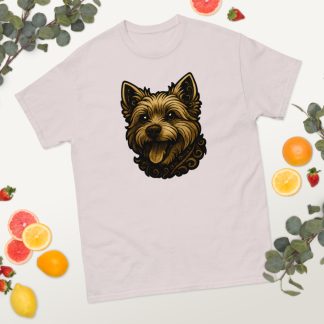 West Highland White Terrier in whimsical fantasy style with black and gold