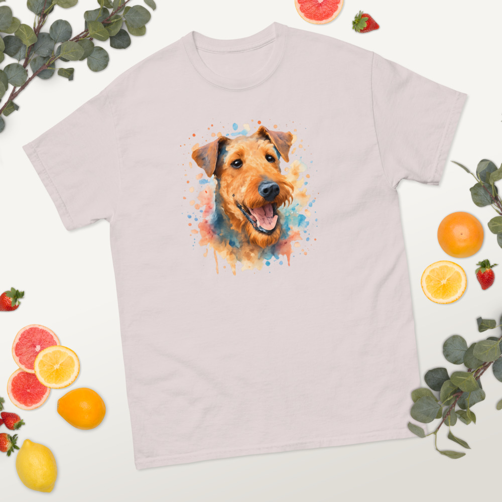Airedale Terrier Watercolor Splash Art with Colorful Effects