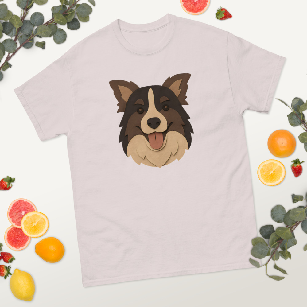 Border Collie in cut paper collage style with mixed craft-paper palette - Image 4