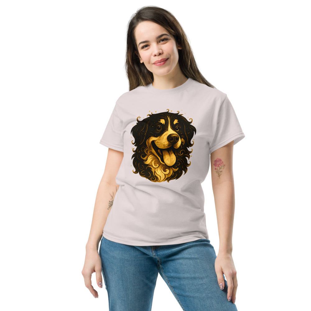 Bernese Mountain Dog in whimsical fantasy style with black and gold colors - Image 6