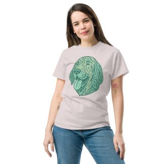 Bloodhound in tribal pattern with pastel greens and blues