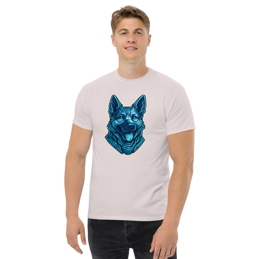 German Shepherd in futuristic cyberpunk style with steel silver and electric blue - Image 3