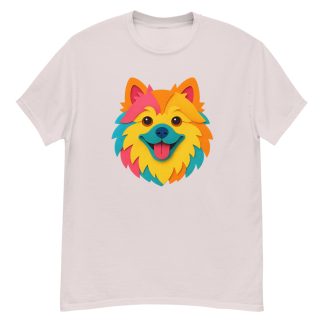 Pomeranian in paper cutout style with bright colors