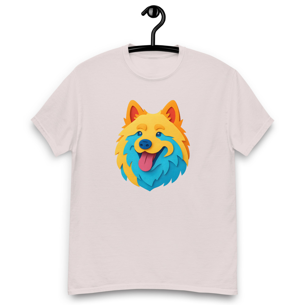 Samoyed in paper cutout style with bright colors