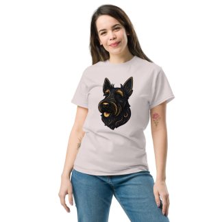 Scottish Terrier in whimsical fantasy style with black and gold colors