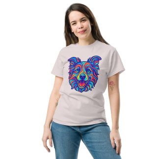 Border Collie in psychedelic style with rainbow swirling colors