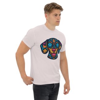 Dachshund in Day of Dead style with bright colors