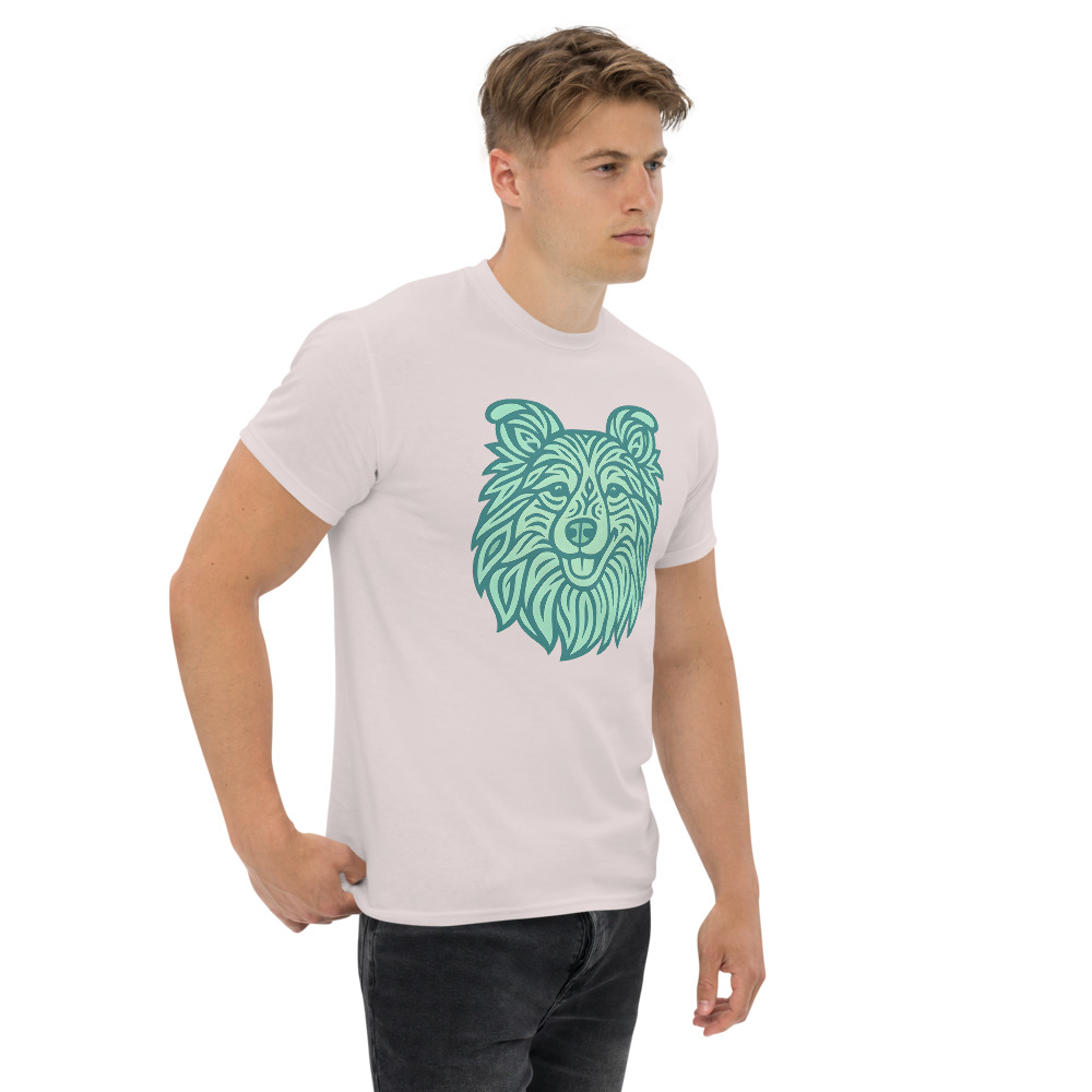Shetland Sheepdog in tribal pattern with pastel greens and blues - Image 3
