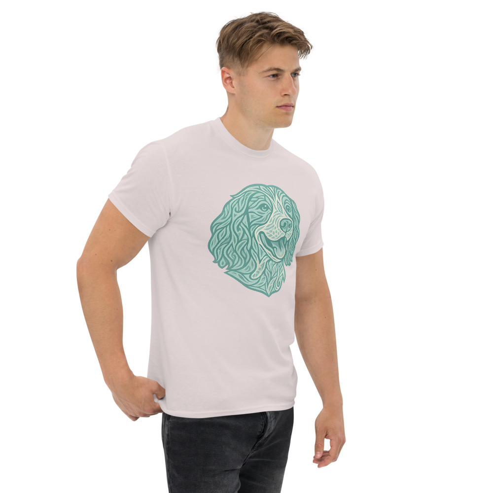 English Springer Spaniel in tribal pattern with pastel greens and blues - Image 6