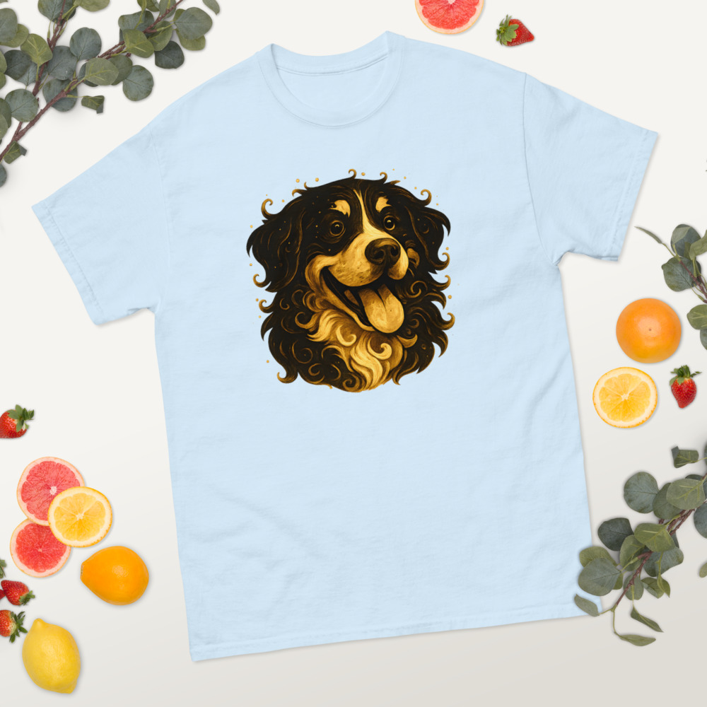 Bernese Mountain Dog in whimsical fantasy style with black and gold colors - Image 3