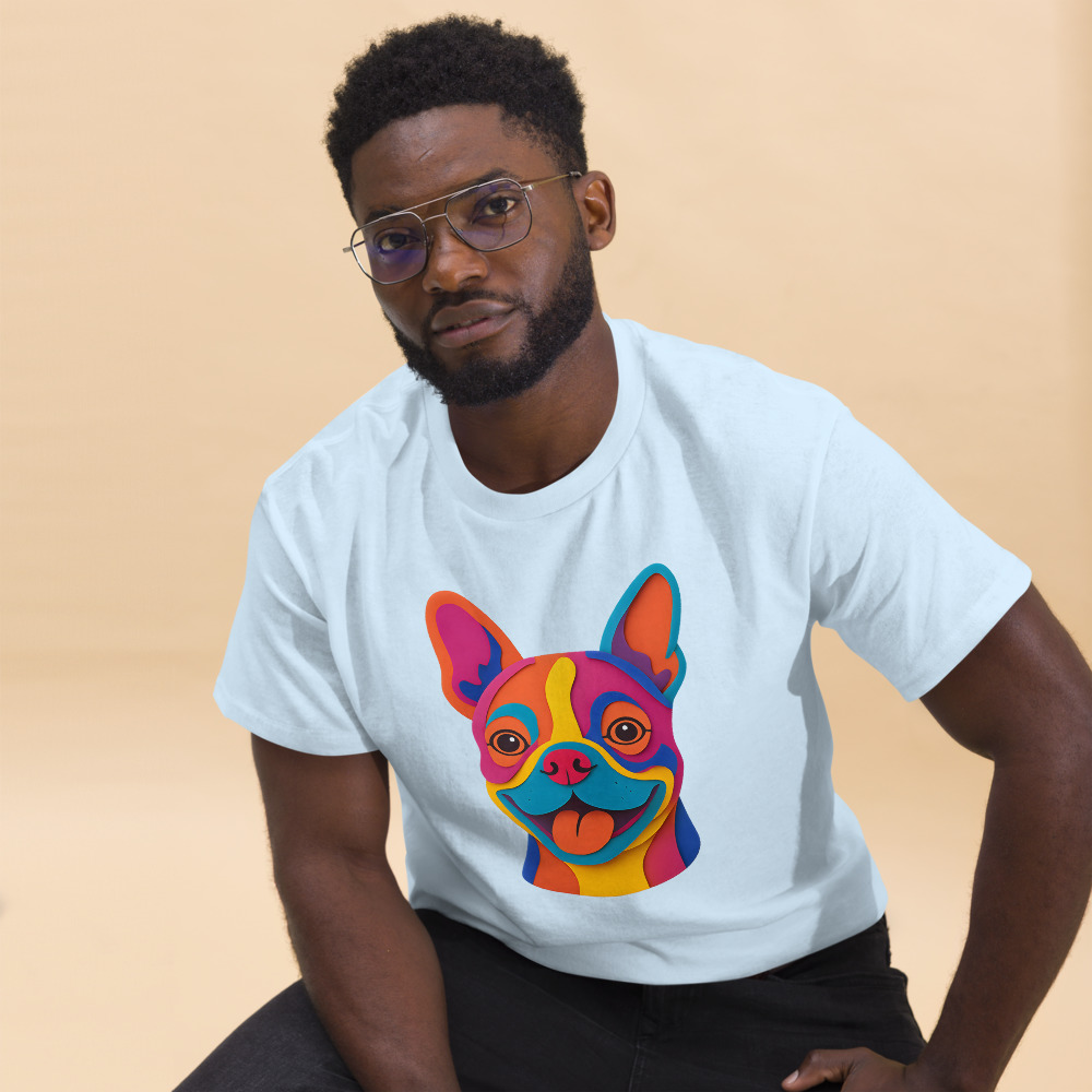 Boston Terrier in paper cutout style with bright colors - Image 3