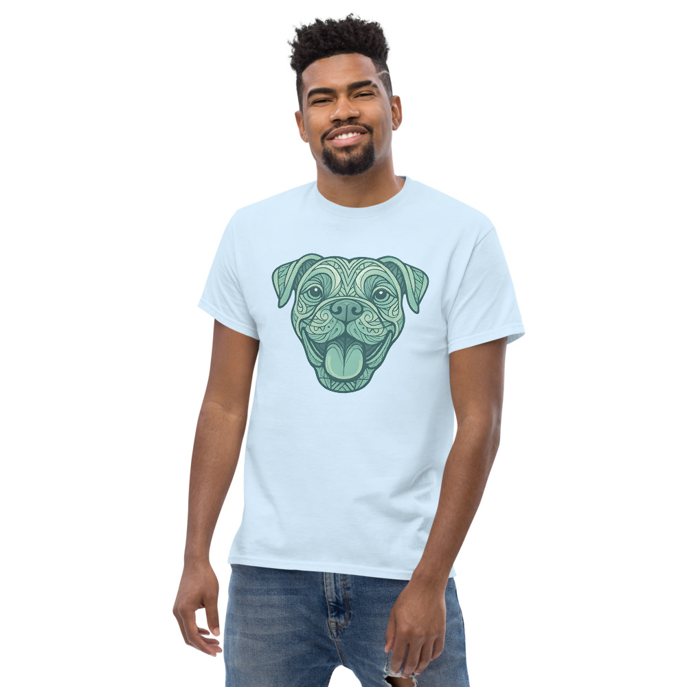 Boxer dog in tribal pattern with pastel greens and blues - Image 6