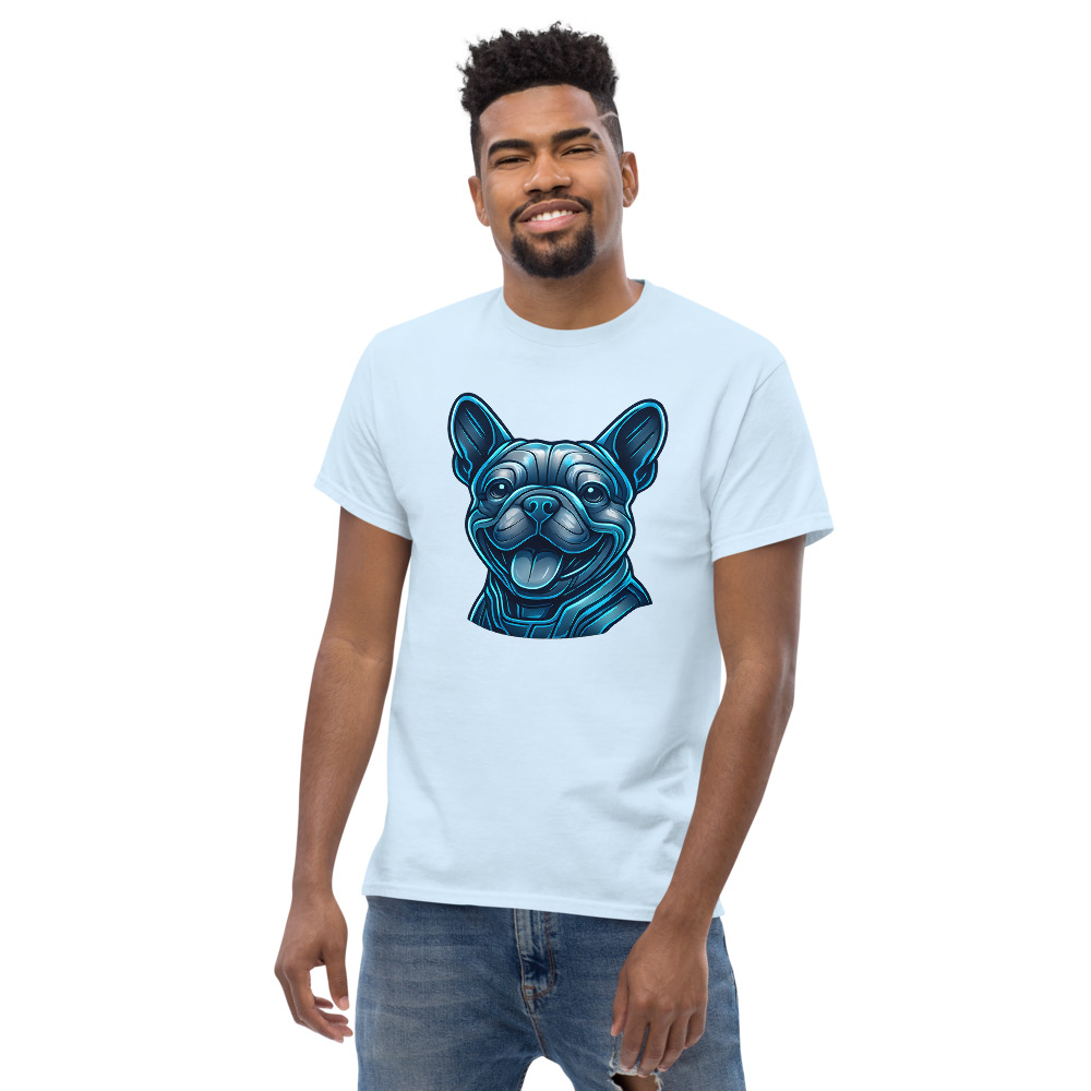 French Bulldog in futuristic cyberpunk style with steel silver and electric blue - Image 4