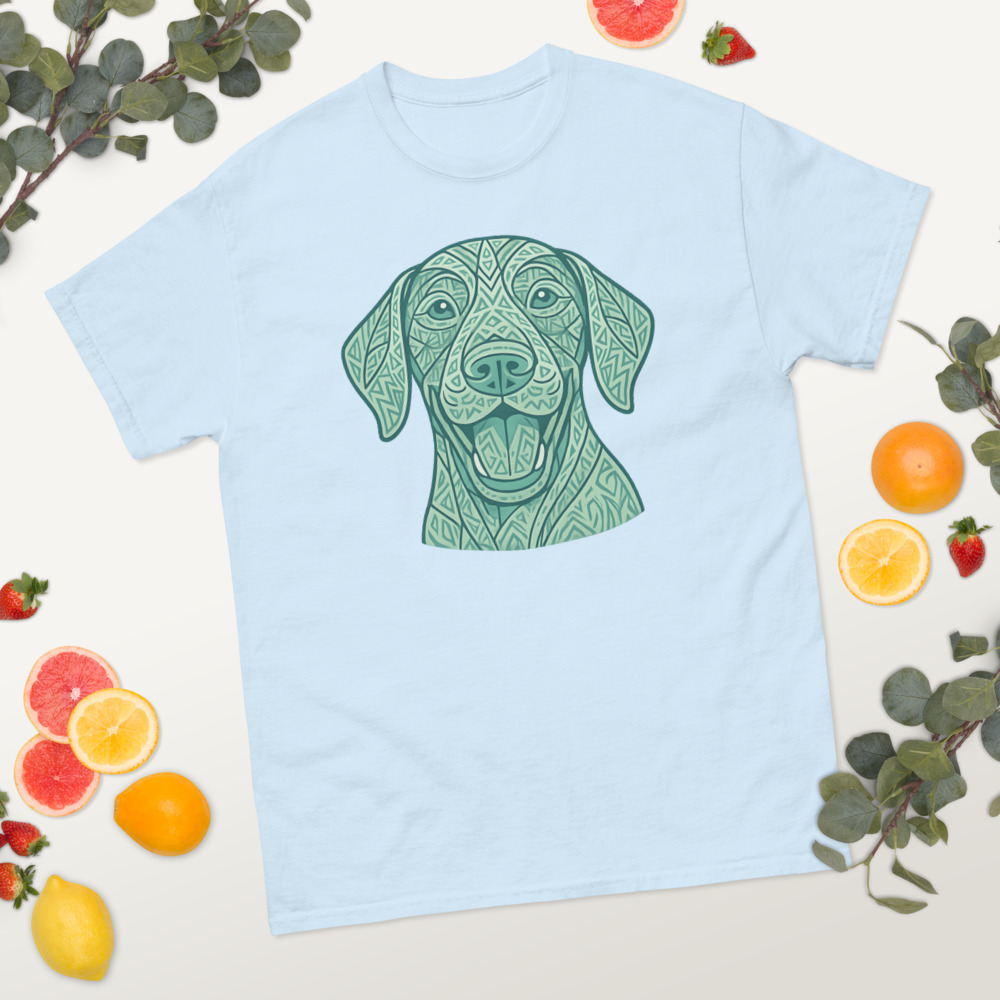 German Shorthaired Pointer in tribal pattern with pastel greens and blues - Image 3