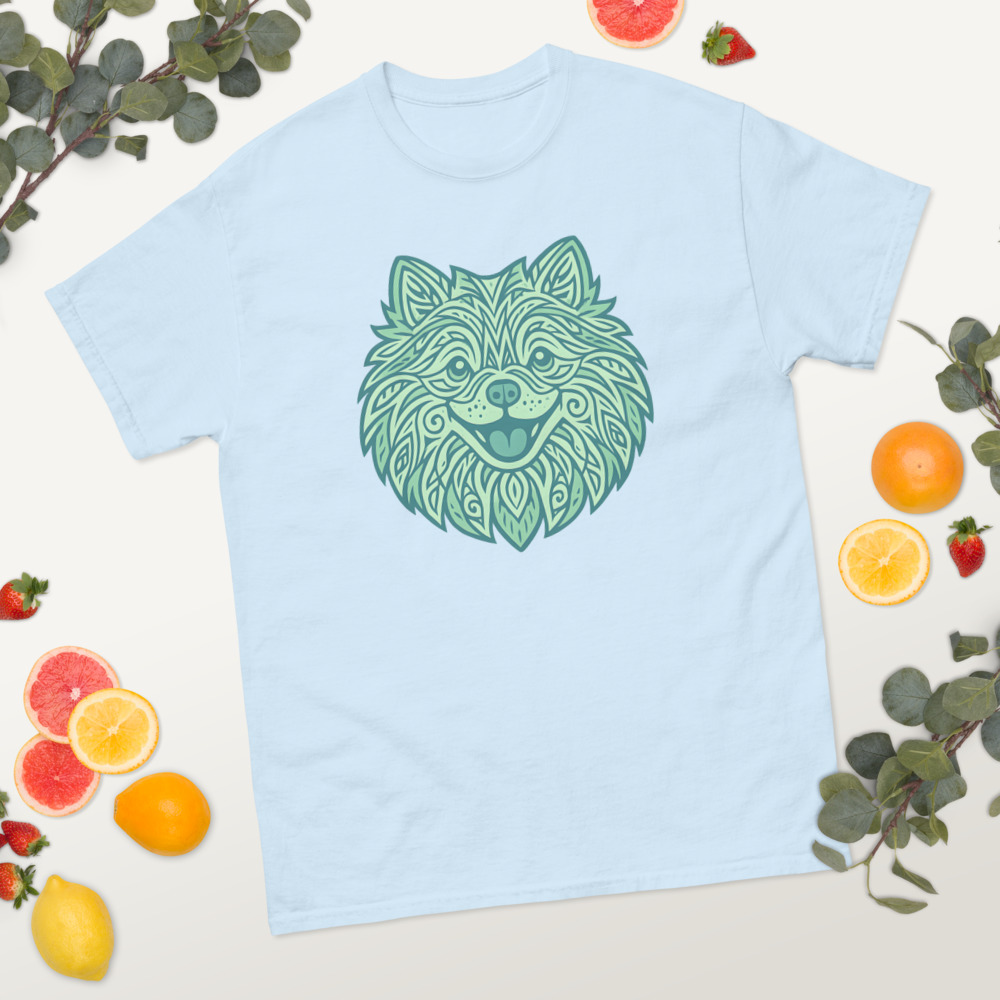 Pomeranian in tribal pattern with pastel greens and blues - Image 6