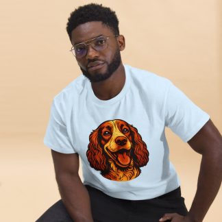 English Springer Spaniel in comic book style with warm colors