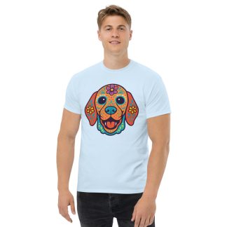 Bloodhound in Day of Dead style with bright colors