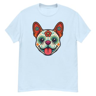 French Bulldog in Day of Dead style with bright colors