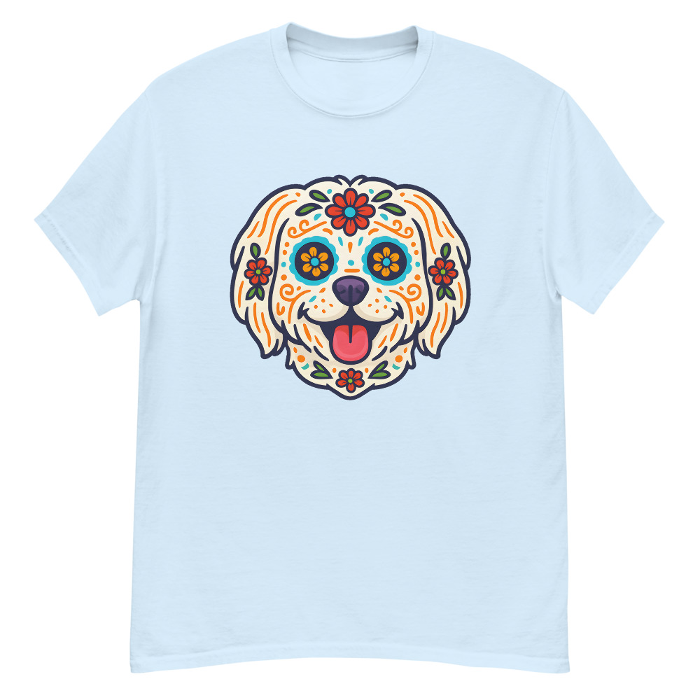 Maltese Dog in Day of Dead style with bright colors