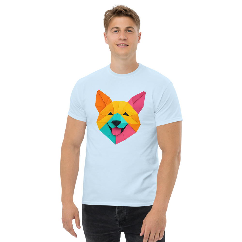 Pembroke Welsh Corgi in origami paper style with bright colors