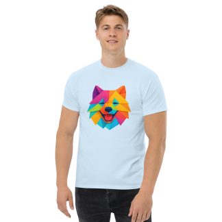 Samoyed in origami paper style with bright colors