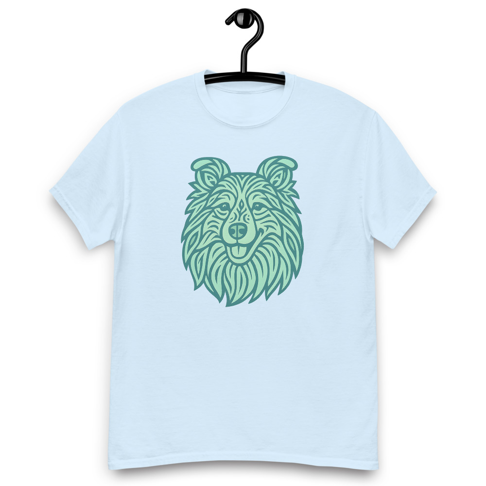 Shetland Sheepdog in tribal pattern with pastel greens and blues - Image 6