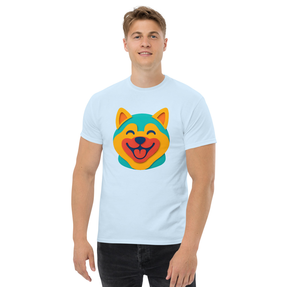 Shiba Inu in paper cutout style with bright colors