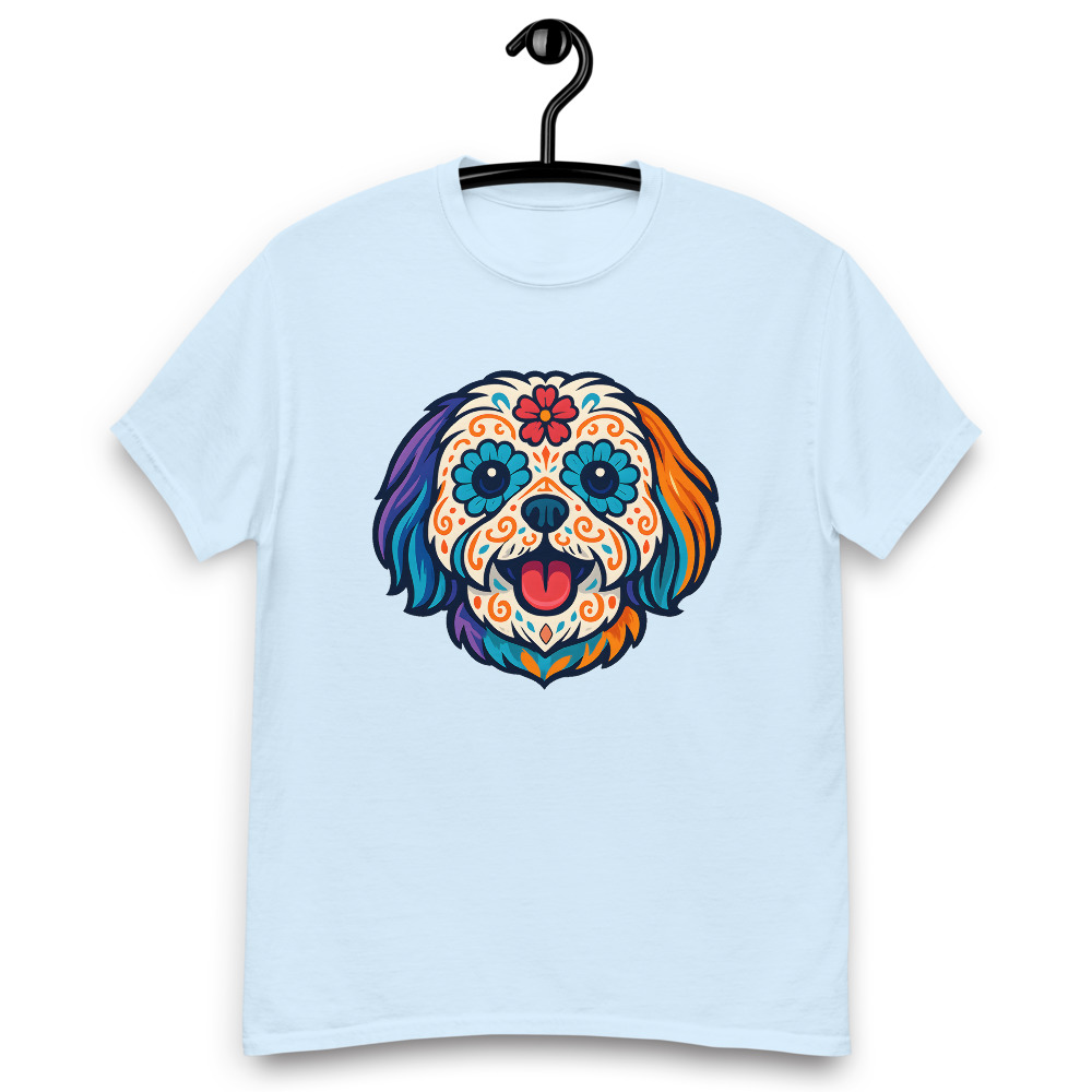 Shih Tzu in Day of Dead style with bright colors