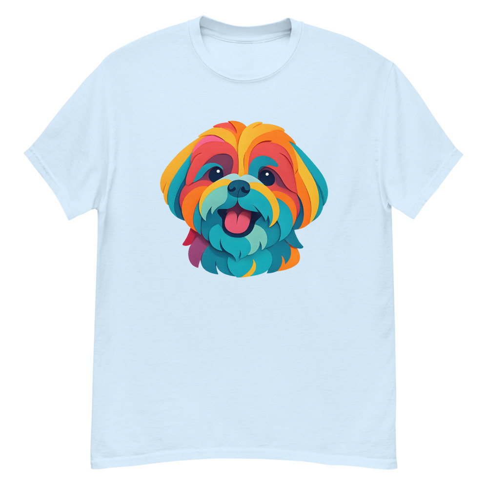 Shih Tzu in paper cutout style with bright colors