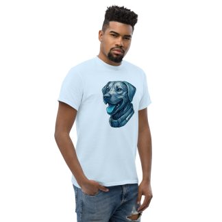 Rhodesian Ridgeback in futuristic cyberpunk style with steel silver and electric blue