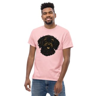 Havanese in whimsical fantasy style with black and gold colors