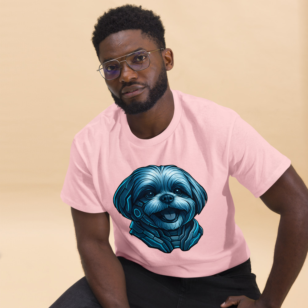 Shih Tzu in futuristic cyberpunk style with steel silver and electric blue - Image 5