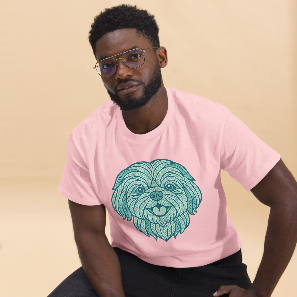 Shih Tzu in tribal pattern with pastel greens and blues - Image 3