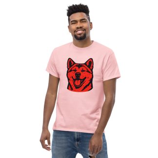 Akita Dog in Pop Art style with bright red and deep black