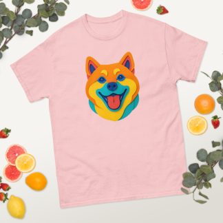 Akita in paper cutout style with bright colors