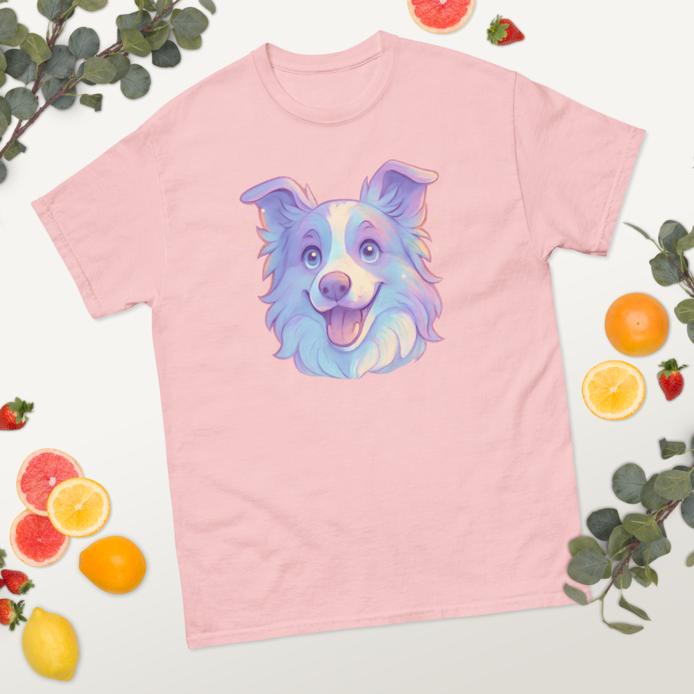 Border Collie in storybook fantasy style with pastel magical colors