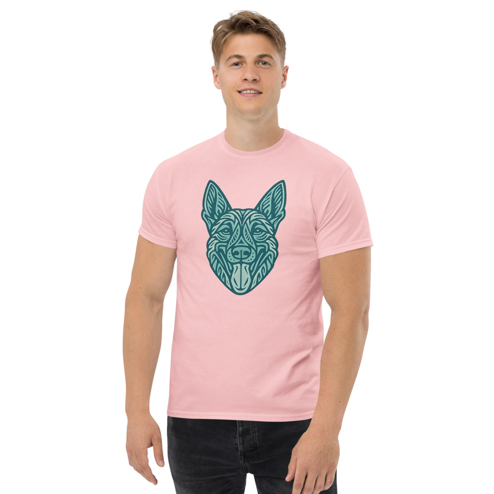 Belgian Malinois in tribal pattern with pastel greens and blues - Image 4
