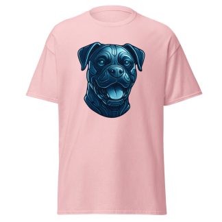Boxer Dog in Cyberpunk style with Steel Silver and Electric Blue