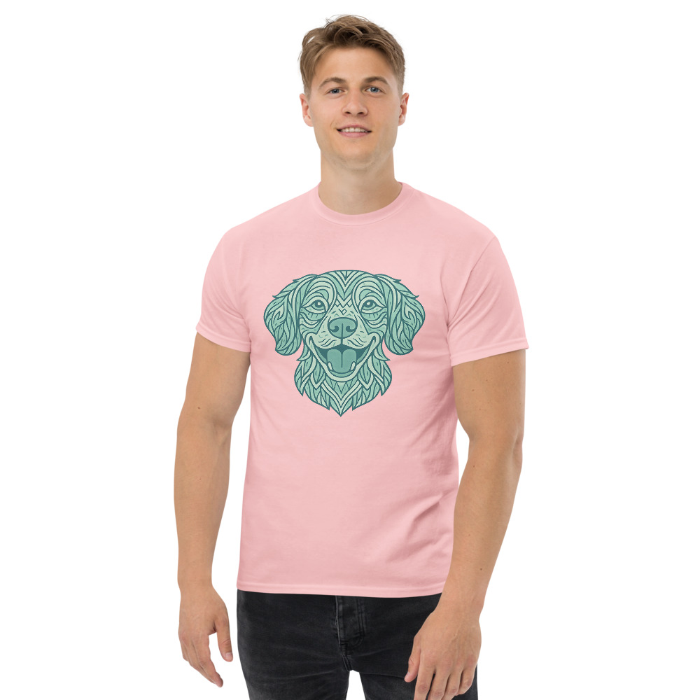 Brittany Dog in tribal pattern style with pastel greens and blues - Image 7
