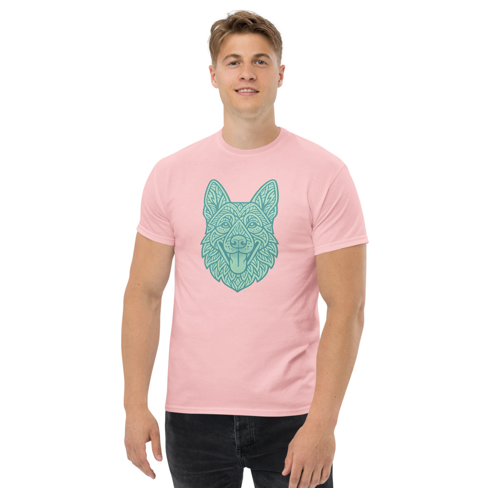 German Shepherd in tribal pattern with pastel greens and blues - Image 6