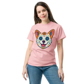 Pembroke Welsh Corgi in Day of Dead style with bright colors