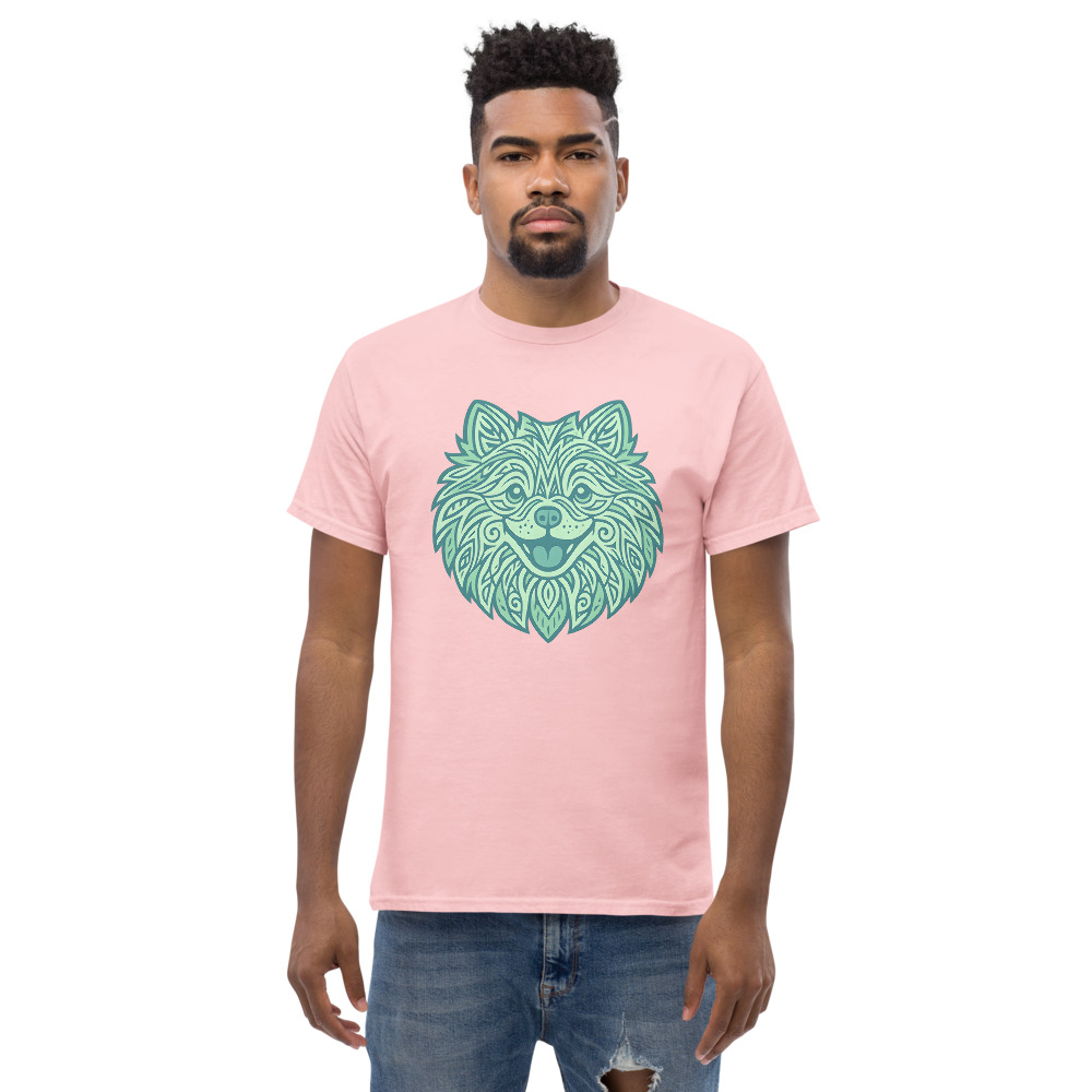 Pomeranian in tribal pattern with pastel greens and blues - Image 3