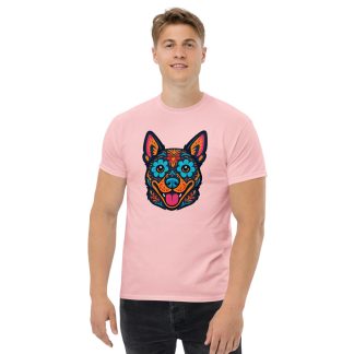 Australian Cattle Dog in Day of Dead style with bright colors
