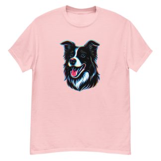 Border Collie in chromatic aberration style with neon edge colors