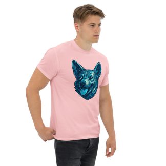 Pembroke Welsh Corgi in Cyberpunk style with Steel Silver and Electric Blue