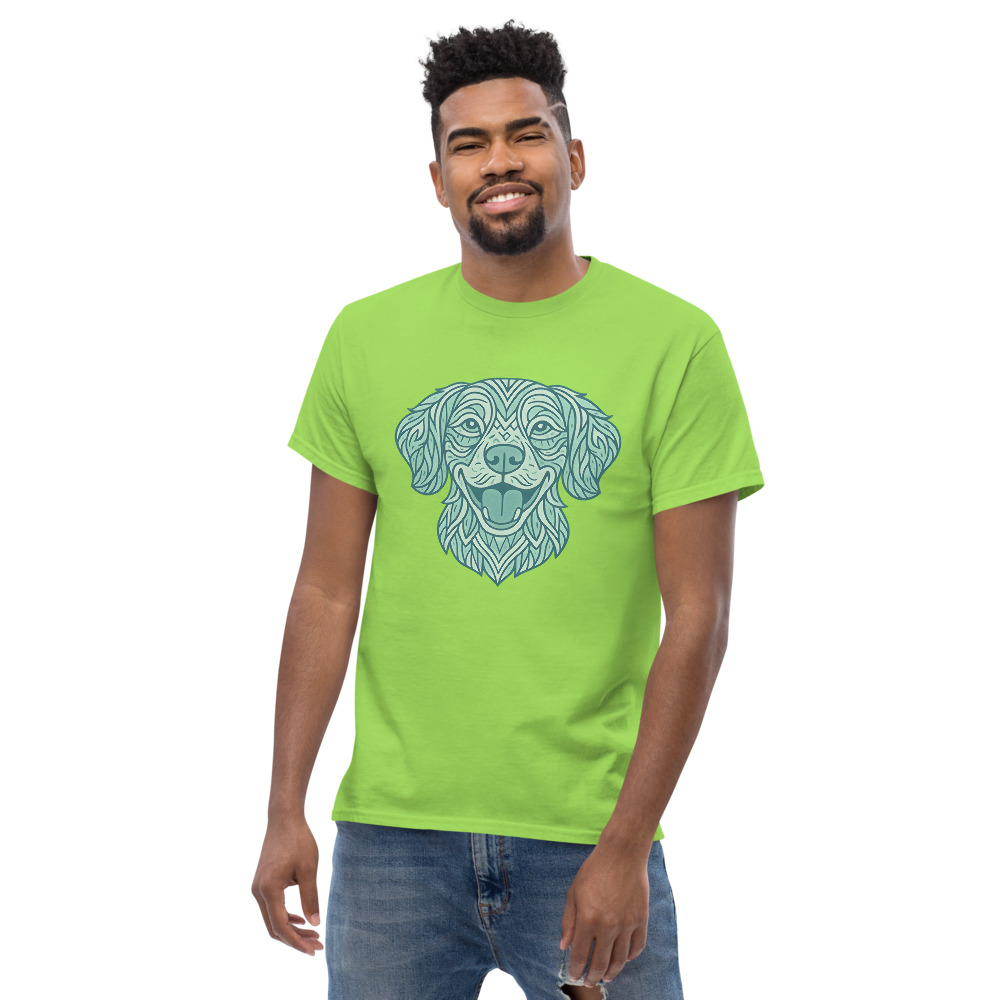 Brittany Dog in tribal pattern style with pastel greens and blues - Image 3