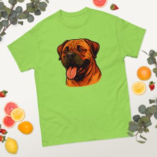 Bullmastiff in comic book style with warm colors